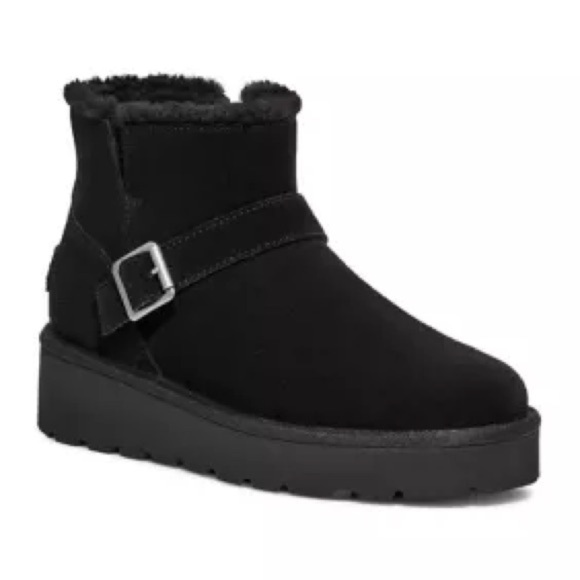 NWOB Koolaburra By UGG Kelissa Suede Platform Mini Ankle Boots in Black Sz 9 - Picture 1 of 10